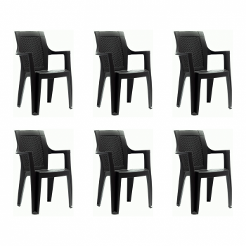 Set 6 scaune gradina ELEGANCE, model ratan, maro, 62x57x88 cm