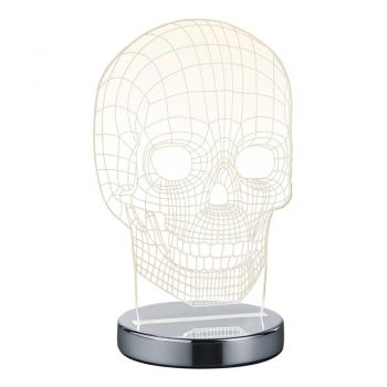 Veioză argintiu-lucios LED (înălțime 21 cm) Skull – Trio ieftina