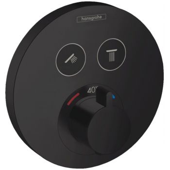Baterie dus termostatata Hansgrohe Shower Select S cu montaj incastrat si 2 iesiri, negru mat - 15743670 la reducere