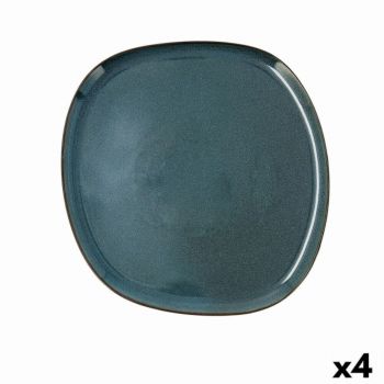 Set 4 farfurii, Bidasoa, Ikonic, 26.5 x 25.7 x 1.5 cm, ceramica, albastru