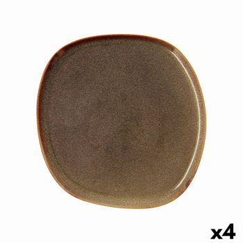 Set 4 farfurii, Bidasoa, Ikonic, 26.5 x 25.7 x 1.5 cm, ceramica, maro