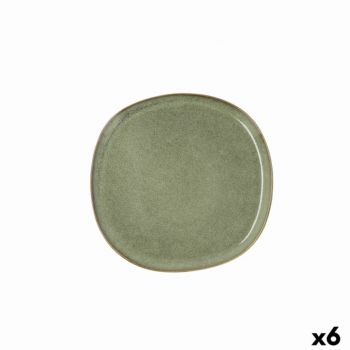 Set 6 farfurii, Bidasoa, Ikonic, 20.2 x 19.7 x 1.3 cm, ceramica, verde