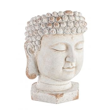 Vaza / Ghiveci de exterior Buddha Head, Bizzotto, Ø35 x 50 cm, magneziu