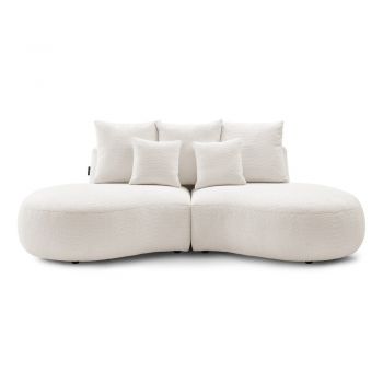 Canapea albă din stofă bouclé 260 cm Saint-Germain - Bobochic Paris la reducere