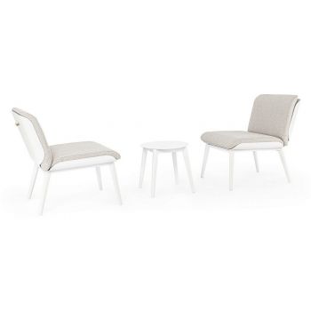 Set 2 scaune si masuta de cafea pentru gradina/terasa Isabela, Bizzotto, aluminiu/tesatura olefin, alb