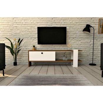 Comoda TV Gaye, 120x25x36.8 cm - Nuc/Alb ieftina