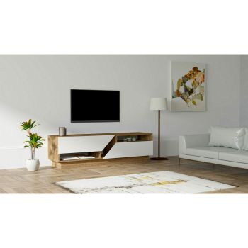 Comoda TV Koza, 160x40x45 cm - Nuc/Alb ieftina