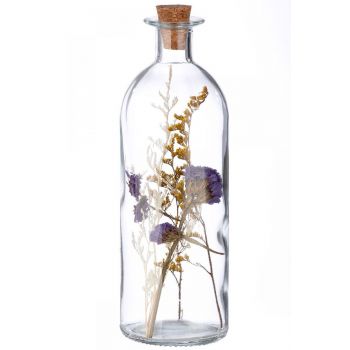 Decoratiune cu flori uscate in sticla H21xD7cm Dry flower