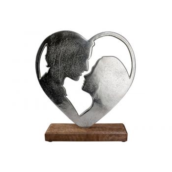 Obiect decorativ din Aluminiu Argintiu H19xL16cm Heart Lovers
