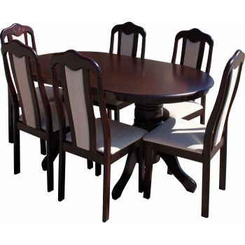 Set masa RH7017T cu 6 scaune RH558C, ovala, 6 persoane, expresso, 150x90x76 cm