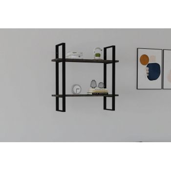 Raft de perete, Asse Home, Buba, 70x70x22 cm, Antracit / Nuc