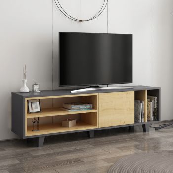 Comoda TV, Colman, Rosmar, 160x35x48.6 cm, Stejar / Antracit
