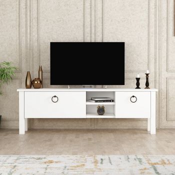 Comoda TV, Coraline, Rose, 140x44.8x35 cm, Alb