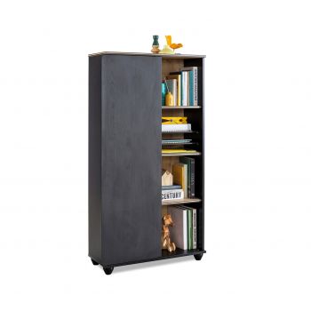Corp biblioteca, Çilek, Black Bookcase With Storage, 76.5x140x29.5 cm, Multicolor ieftina