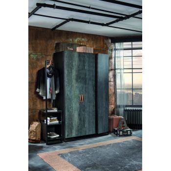 Dulap pentru haine, Çilek, Dark Metal 3 Doors Wardrobe, 132x210x62 cm, Multicolor ieftina