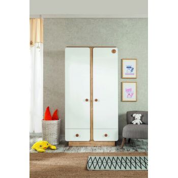 Dulap pentru haine, Çilek, Natura Baby 2 Doors Wardrobe, 103x195x56 cm, Multicolor ieftina