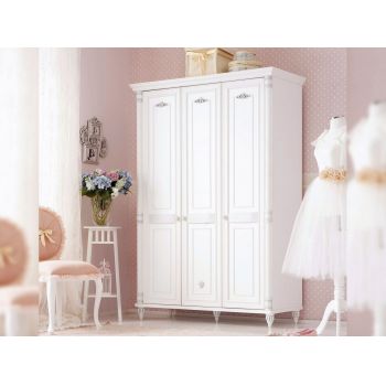 Dulap pentru haine, Çilek, Romantic 3 Doors Wardrobe, 140x203x58 cm, Multicolor ieftina