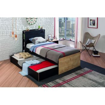 Pat extensibil, Çilek, Black Pull-Out Bed (90X190), 93x24x194 cm, Multicolor