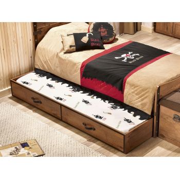 Pat extensibil, Çilek, Pirate Pull-Out Bed (90X180), 95x24x186 cm, Multicolor