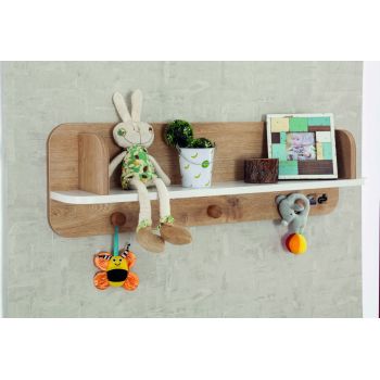 Raft de perete, Çilek, Natura Baby Hanger Shelf, 82x25x15 cm, Multicolor