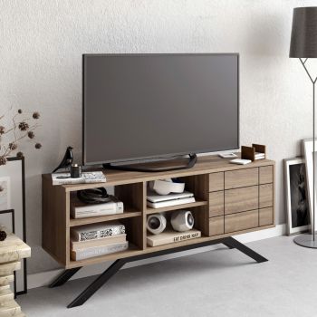 Comoda TV, Decorotika, North, 130x38.6x58.6 cm, Nuc negru