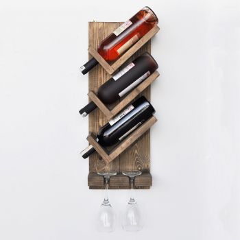 Raft pentru sticle de vin, Evila Originals, Aa062, 22x60x11 cm, Maro