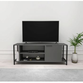 Comoda TV, Kalune Design, Bond, 120x54x30 cm, Antracit / Negru ieftina