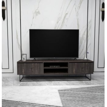Comoda TV, Kalune Design, Escape 180, 180x50x40 cm, Maro închis/Negru