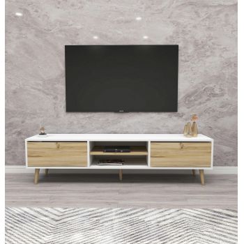 Comoda TV, Kalune Design, Kraf 180, 180x50x40 cm, Pâslă / Alb