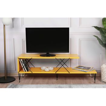 Comoda TV, Kalune Design, Street, 120x40x30 cm, Galben ieftina