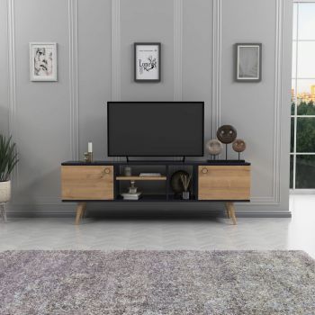 Comoda TV, Lagomood, Ewo, 160x50x29.5 cm, Antracit / Stejar