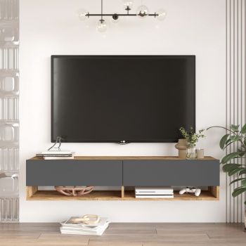 Comoda TV, Locelso, FR11-AA, 140x29.1x31.6 cm, Pin Atlantic / Antracit