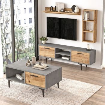 Set mobilier living, Locelso, MS5-GA, Pin Atlantic / Antracit