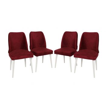 Set scaune 4 piese, Nmobb , Nova 782, Metal, Roșu Claret / Alb la reducere
