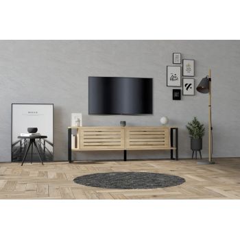 Comoda TV, Puqa Design, Bex, 160x50.4x24.5 cm, PAL, Maro