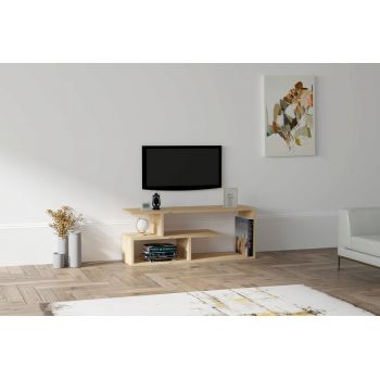 Comoda TV, Puqa Design, Cafu, 100x40x29.6 cm, PAL, Maro ieftina