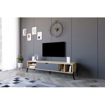 Comoda TV, Puqa Design, Ponza, PAL, Stejar safir / Antracit