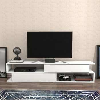 Comoda TV, Retricy, Cortez, 160x35.3x38.6 cm, PAL, Alb