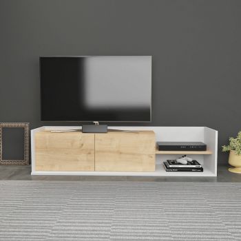 Comoda TV, Retricy, Krog, 160x35x36.8 cm, PAL, Stejar alb