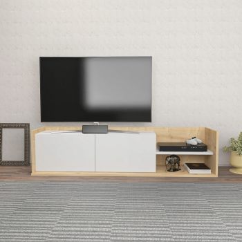Comoda TV, Retricy, Krog, 160x35x36.8 cm, PAL, Stejar / Alb