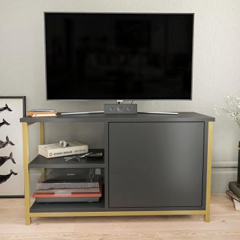 Comoda TV, Retricy, Muskegon, 89.6x35.3x50.8 cm, PAL, Aur/Antracit