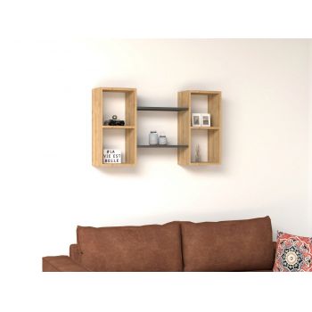 Raft de perete, Puqa Design, Bambi, 105x60x19.6 cm, PAL, Safir / Antracit