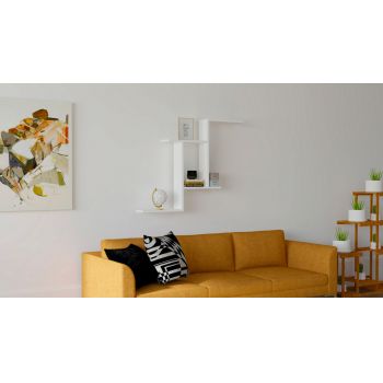 Raft de perete, Puqa Design, Mercan, 80x80x14 cm, PAL, Alb ieftina