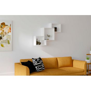 Raft de perete, Puqa Design, Silver, 98x72x19.6 cm, PAL, Alb