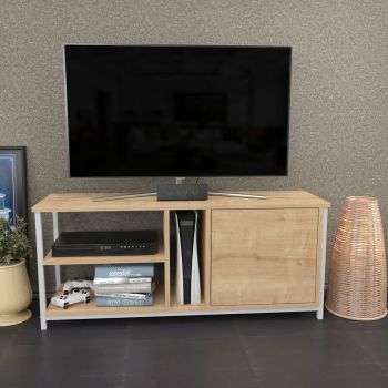 Comoda TV, Retricy, Neola, 120x35.3x50.8 cm, PAL, Stejar alb