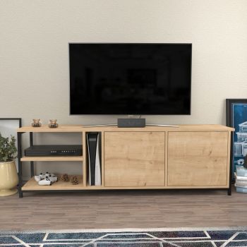 Comoda TV, Retricy, Primrose, 160x35.3x50.8 cm, PAL, Negru / Stejar