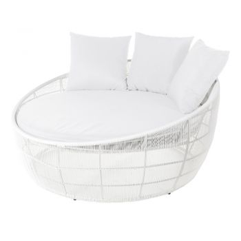 Canapea de grădină alb din ratan artificial Dido – LDK Garden ieftina