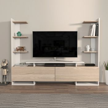 Comoda TV, Zena Home, Ava, 183.6x140x31.7 cm, PAL, Stejar alb ieftina