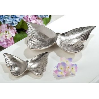 Platou fluture mic din Aluminiu Argintiu L14xH2cm Butterfly