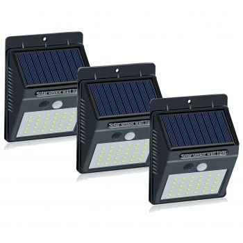 Set 3 Lampi BRIGHT 30 LED Solare cu senzor de miscare si lumina 1 mod ILUMINARE la reducere